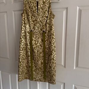 Gorgeous & Elegant Chetta B Olive and Gold Floral Dress (knee-length dress)